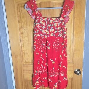 LC Lauren Conrad Red Floral Dress with Ruffle Detail